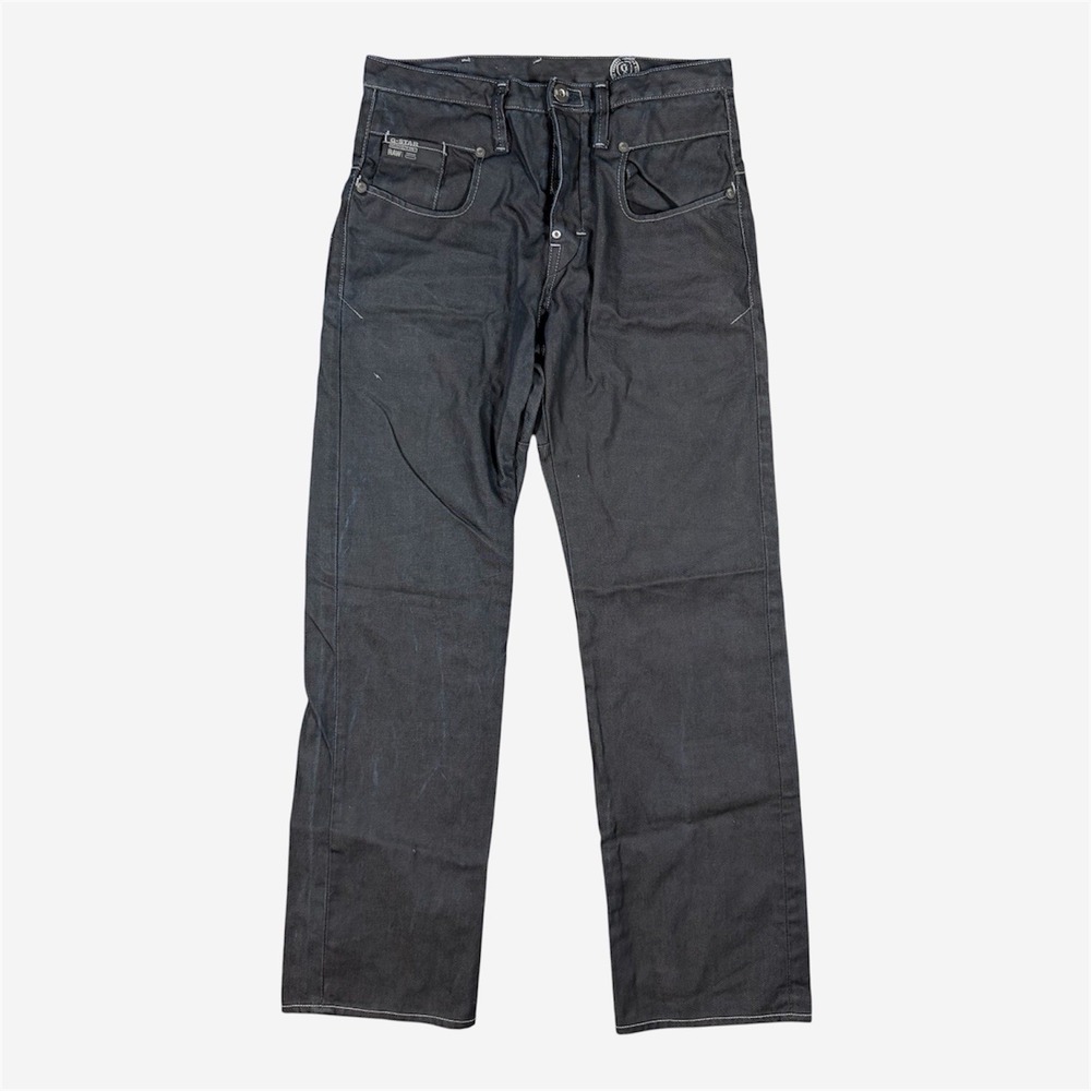 G Star Raw Blade Loose Grey Denim Buckle Back Button Fly Black Wash Jeans 29x30